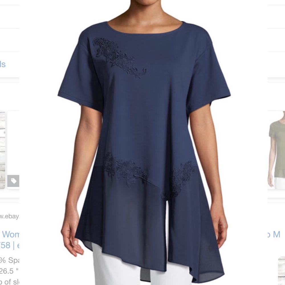 NWT Joan Vass floral appliqué tunic - Small